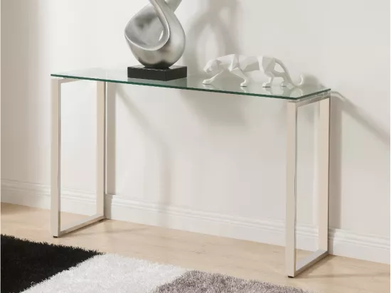 Console FREYA - Verre trempé & métal chromé