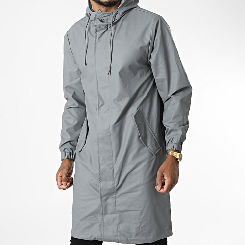 Veste Zippée Capuche Longue Gris