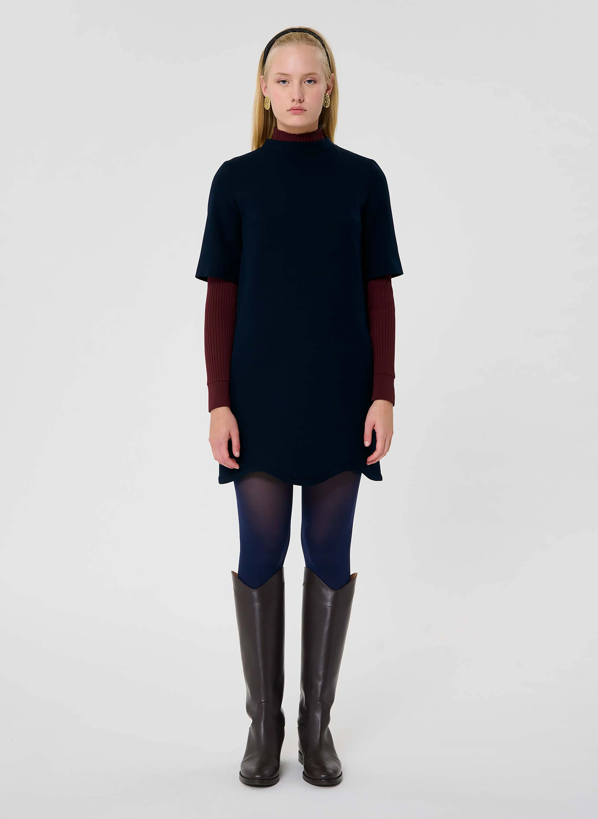 RAYME - Robe courte festonnée| Bleu