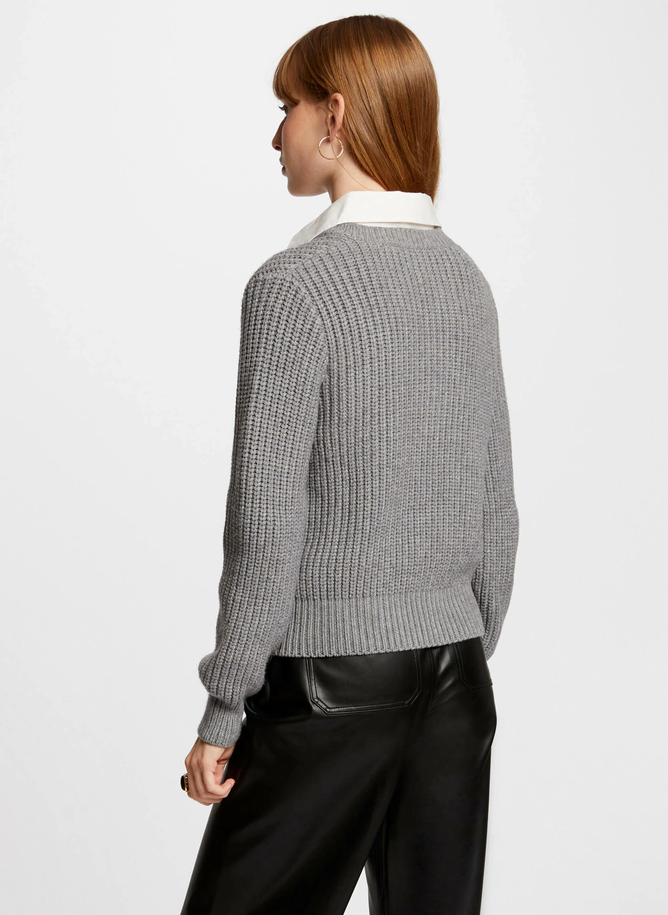 MGREY - Pull col chemise| Gris