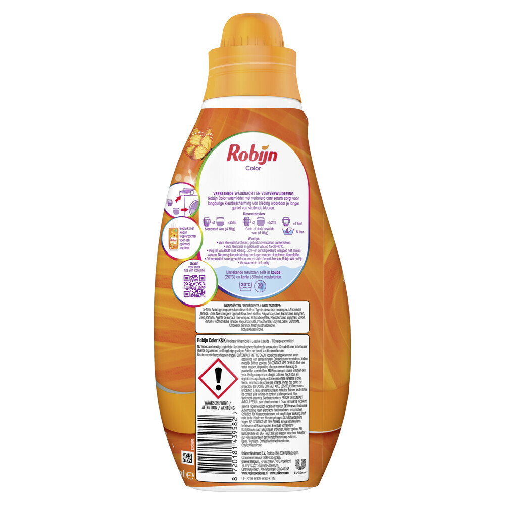8x Robijn Klein & Krachtig Wasmiddel Color 19 Wasbeurten665 ml