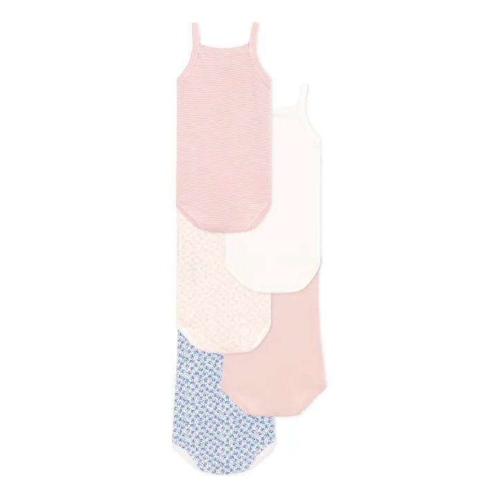 Petit Bateau Lot 5 Bodies Bretelles Holiday | Rose