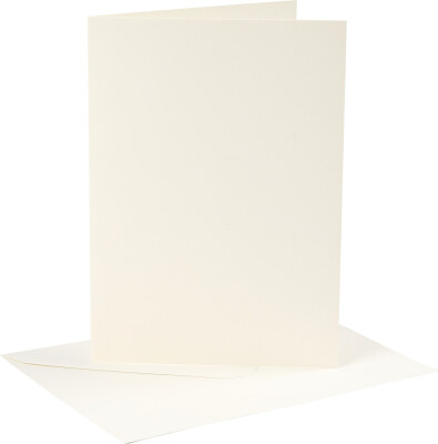 Kort Og Kuverter - Kort Str. 12,7X17,8 CM - Kuvert Str. 13,3X18,5 CM - 220 G - Råhvid - 4 Sæt