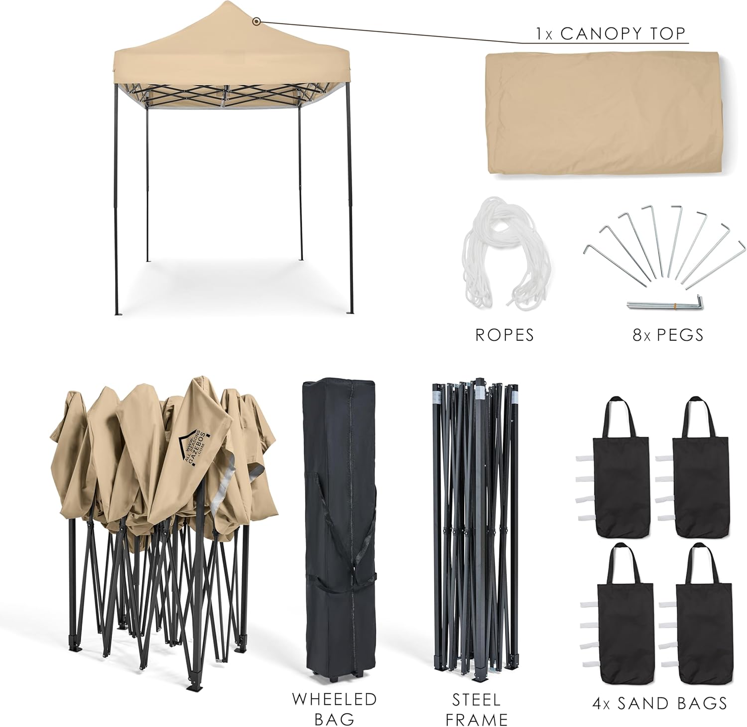 All Seasons Gazebos 3x2m vollständig wasserdichtes Faltpavillon - Beige