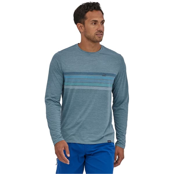T-shirt randonnée PATAGONIA M'S L/S CAP COOL DAILY GRAPHIC SHIRT LINE LOGO RIDGE STRIPE: LIGHT PLUME GREY X-DYE