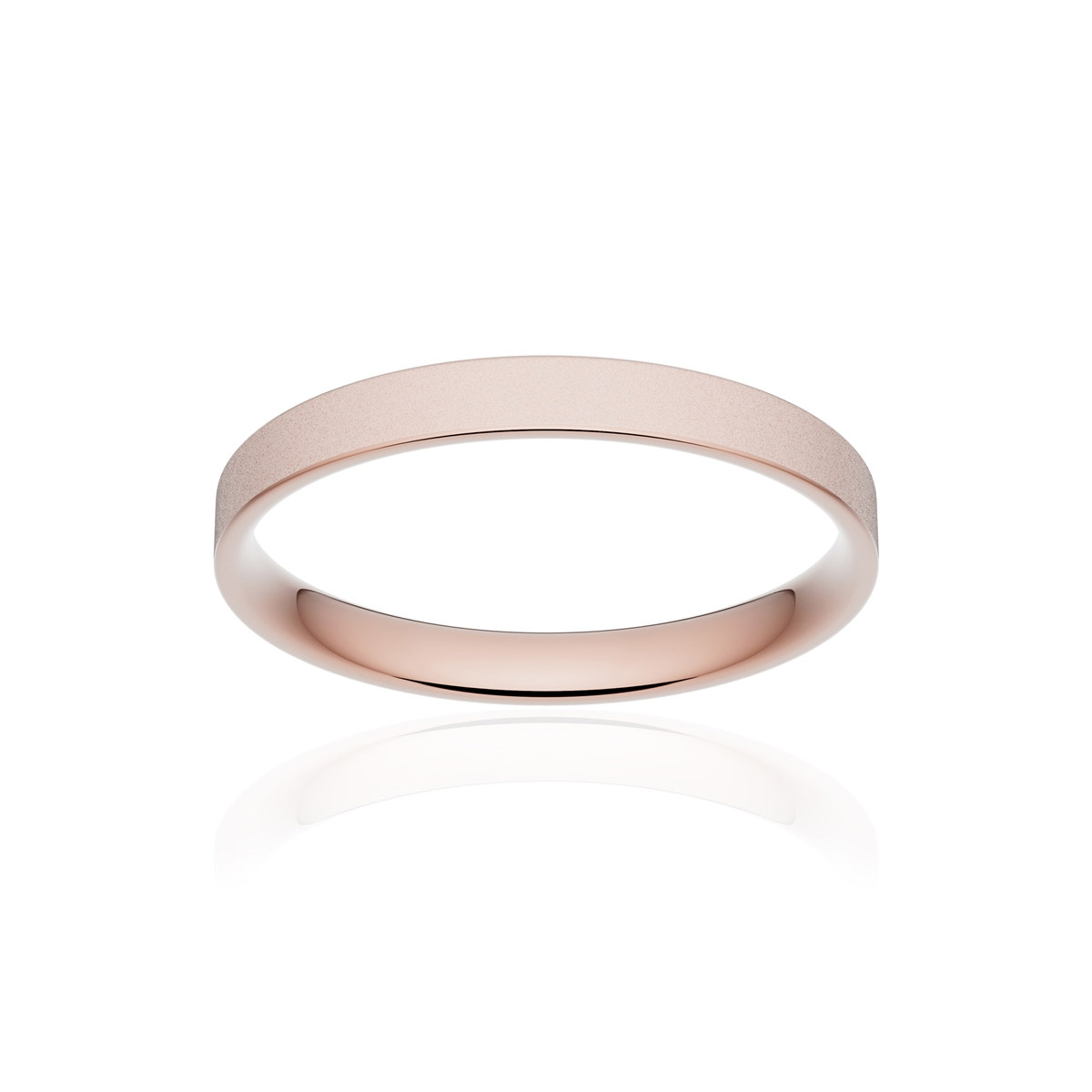 Alliance or 375 rose sablé ruban plat confort 2,5mm