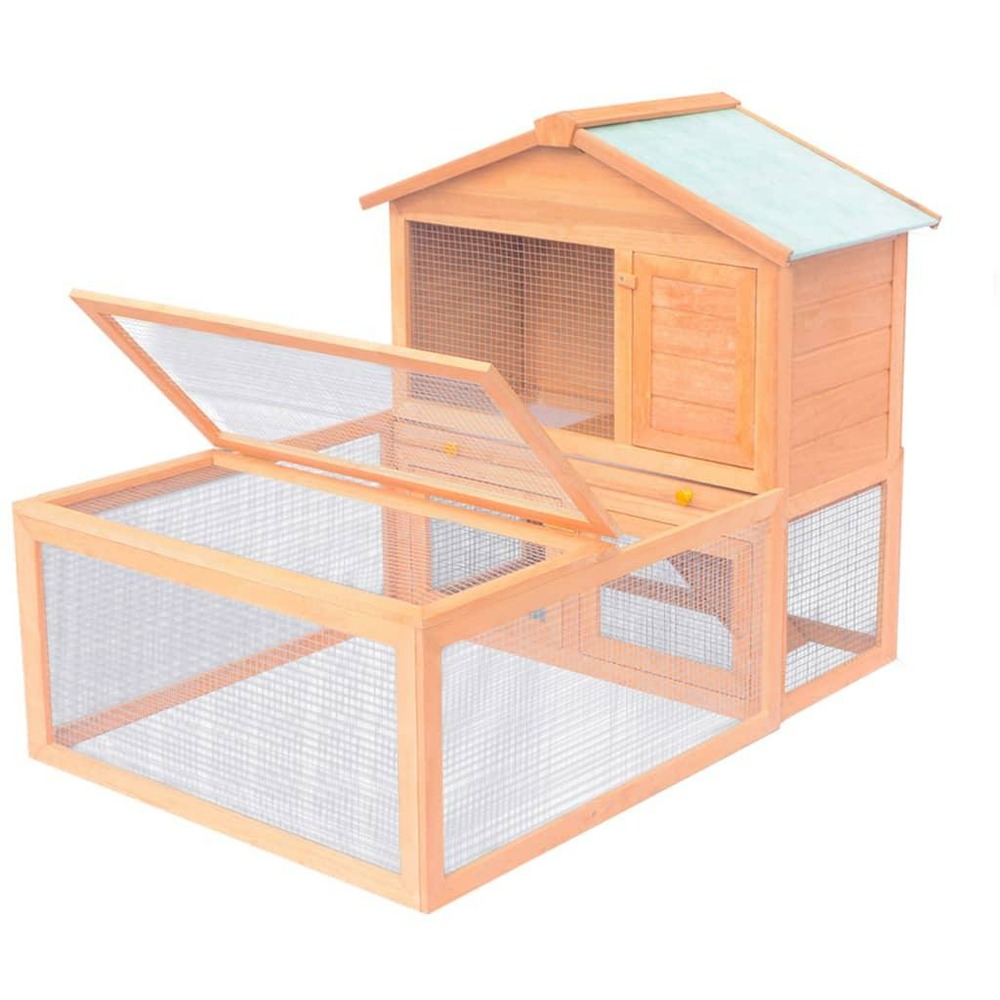 Cage clapier pour animaux 144 x 100 x 100 cm bois marron
