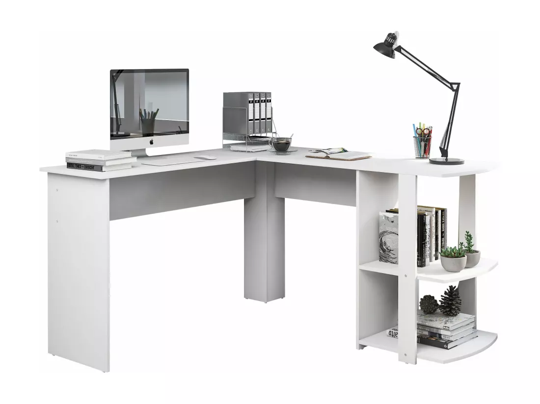 Bureau d'angle blanc-conception en l,d140cm×h75cm