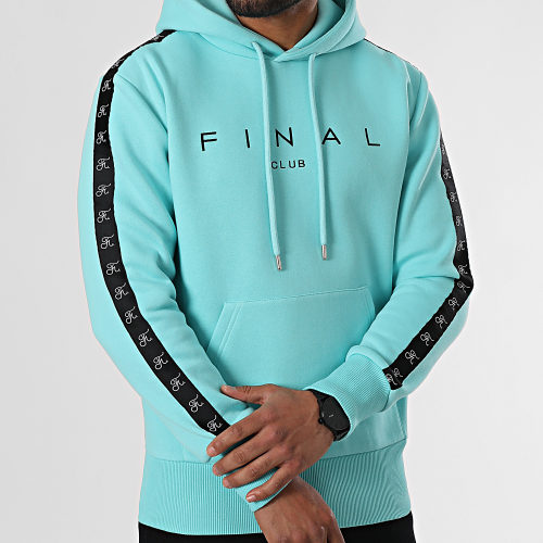 Sweat Capuche A Bandes Avec Broderie 780 Bleu Pastel