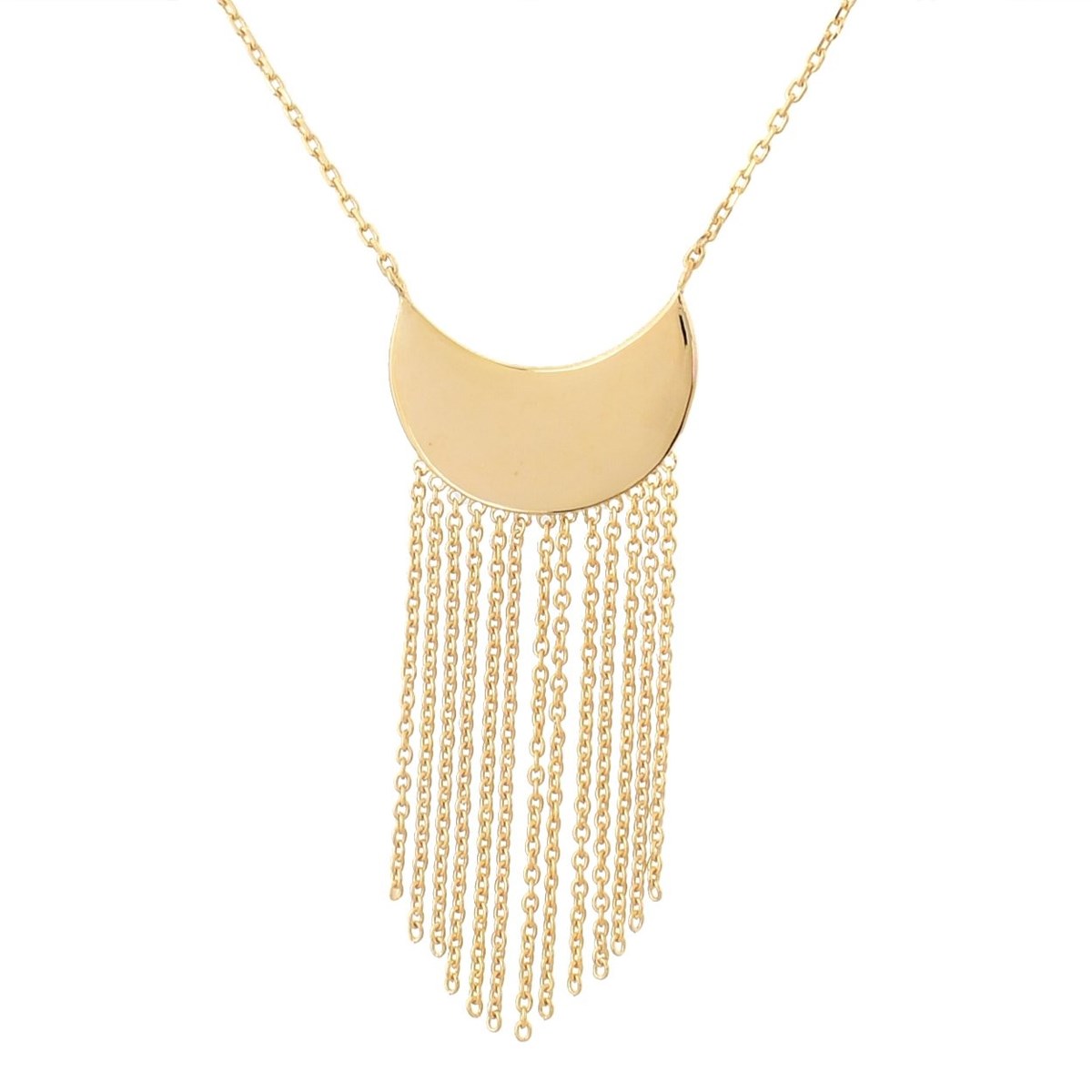 Collier croissant de lune chaînettes pendantes Plaqué OR 750 3 microns
