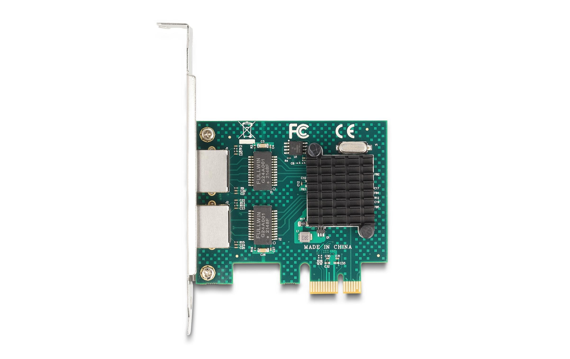 Netzwerkkarte 2x RJ45 Gigabit, PCI-Express x1Delock PCI Express x1 Karte zu 2 x RJ45 Gigabit LAN BCM