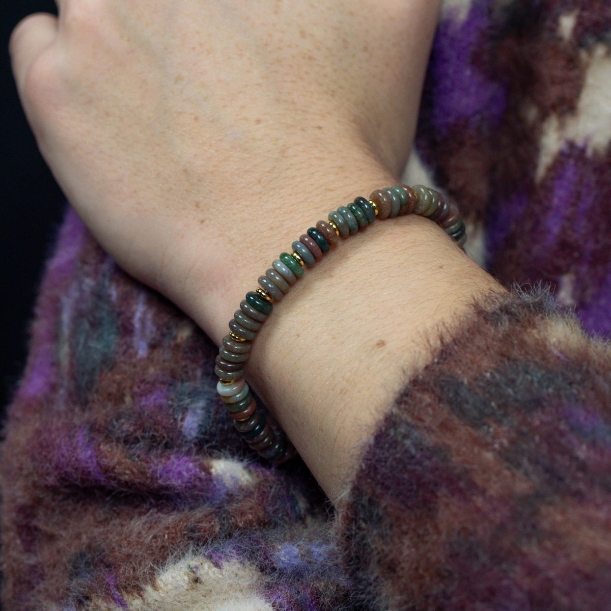 Collier, bracelet et boucles d'oreilles Blima en pierres Agate Indienne