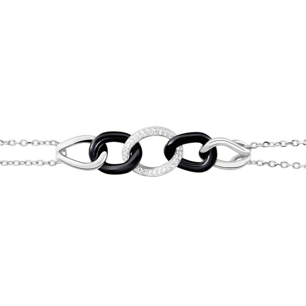 Bracelet Link Argent Blanc Céramique Et Oxyde De Zirconium