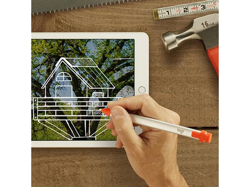 Logitech Eingabestift Crayon Grau/Orange Kinderfreundlicher Kreativ-Eingabestift für das Apple iPad