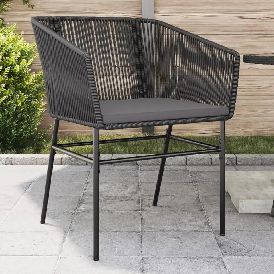 vidaXL - Tuinstoelen - Kussens - Zwart - Poly rattan - 2 stuks