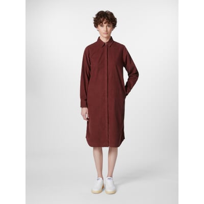 Damen-Blusenkleid Feincord, Braunrot
