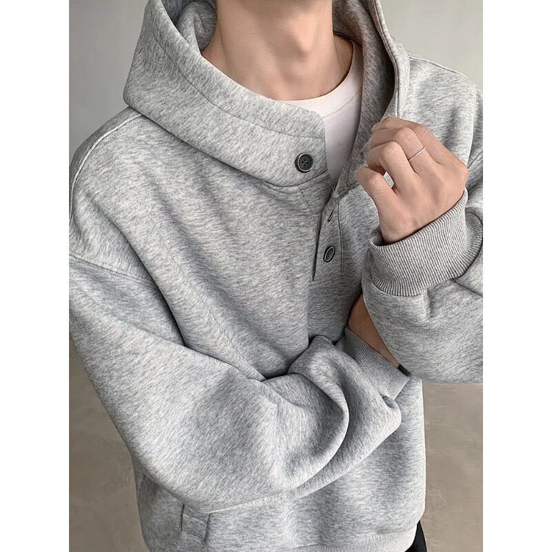 Giuliana - Henley effen hoodie