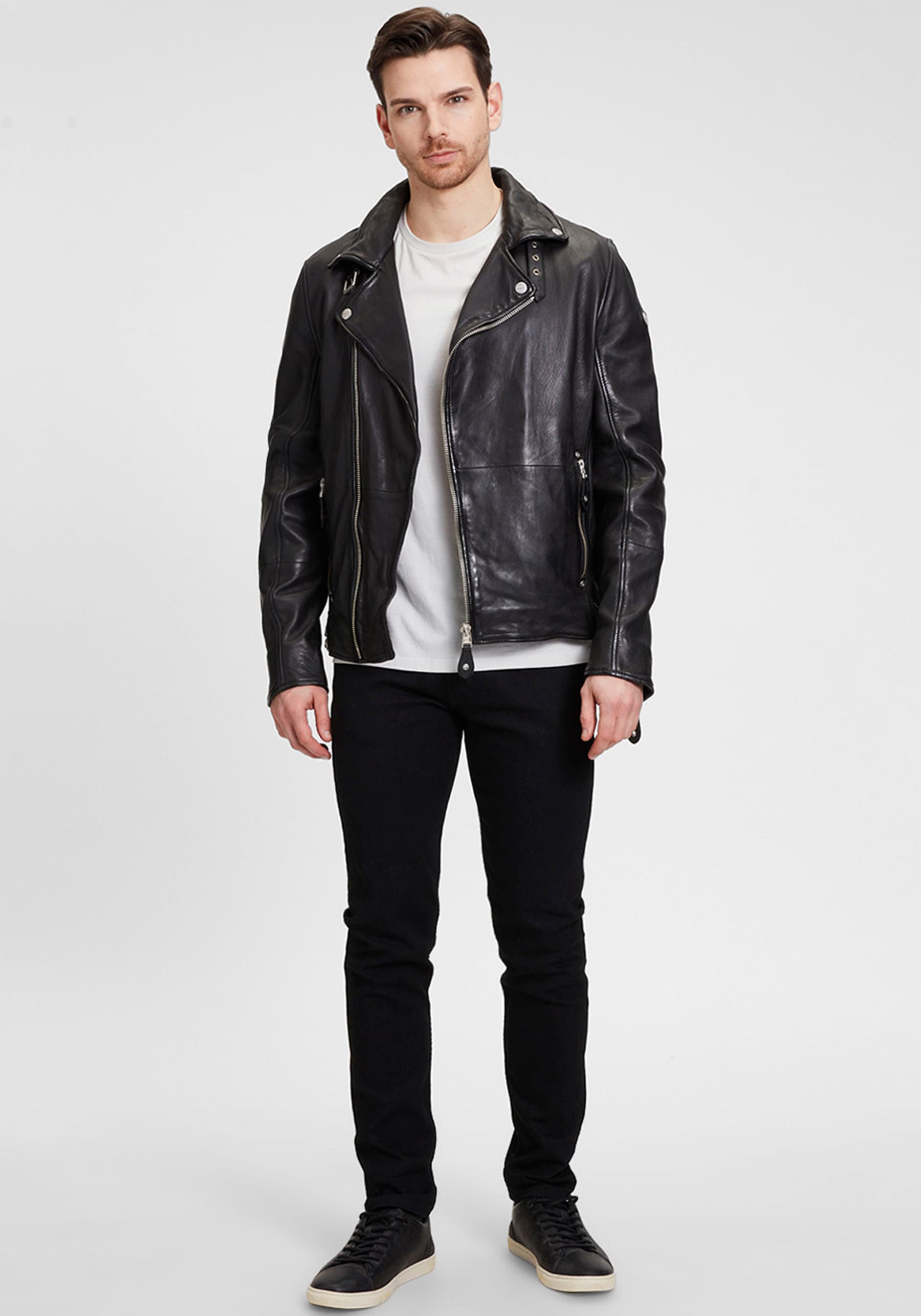 Mauritius Lederjacke »Mavric SF NSLV« im Biker-Style, asymetrischer Reissverschluss, Nieten