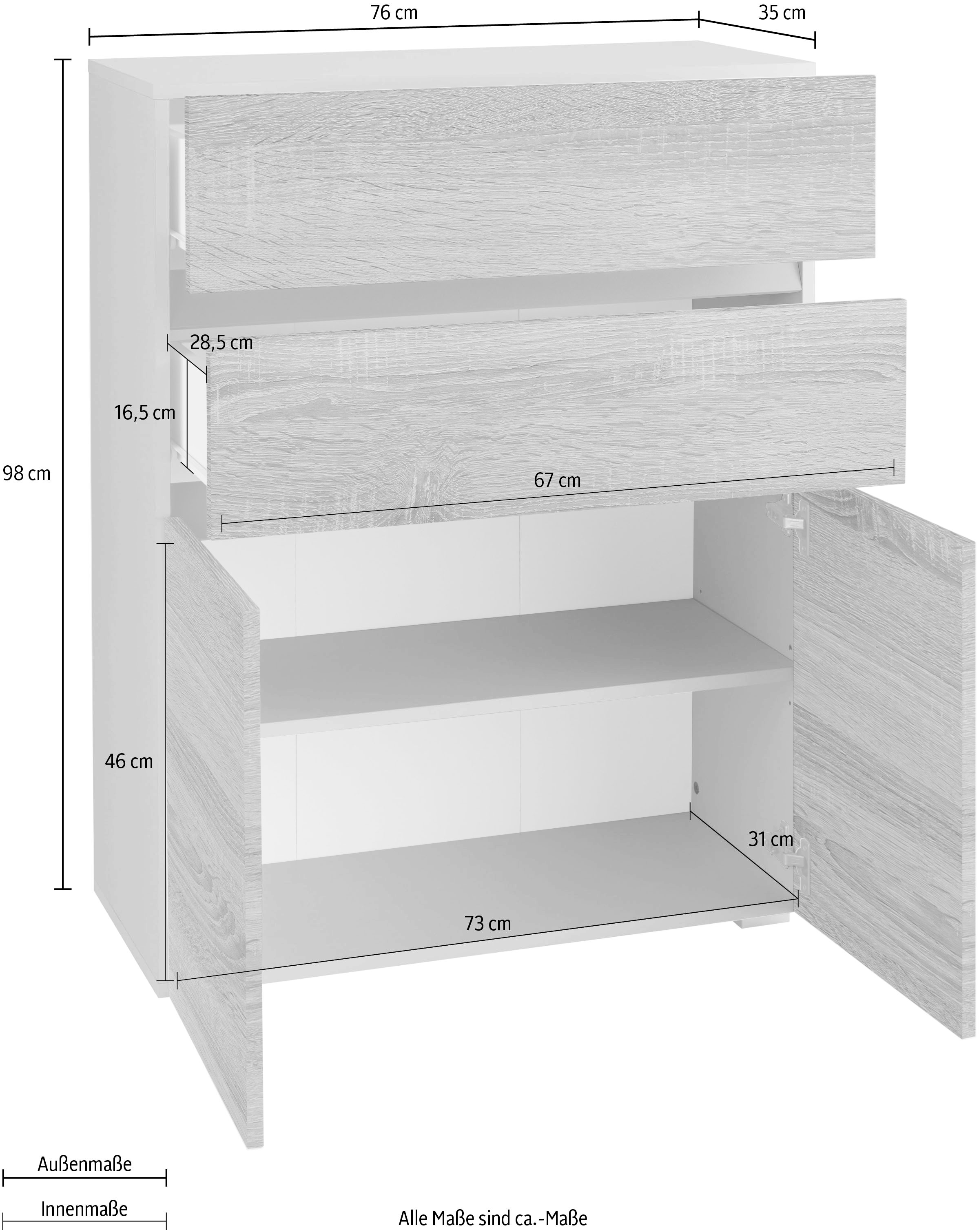Home affaire Midischrank »Wisla« Höhe 98 cm, mit Türen & Schubkasten