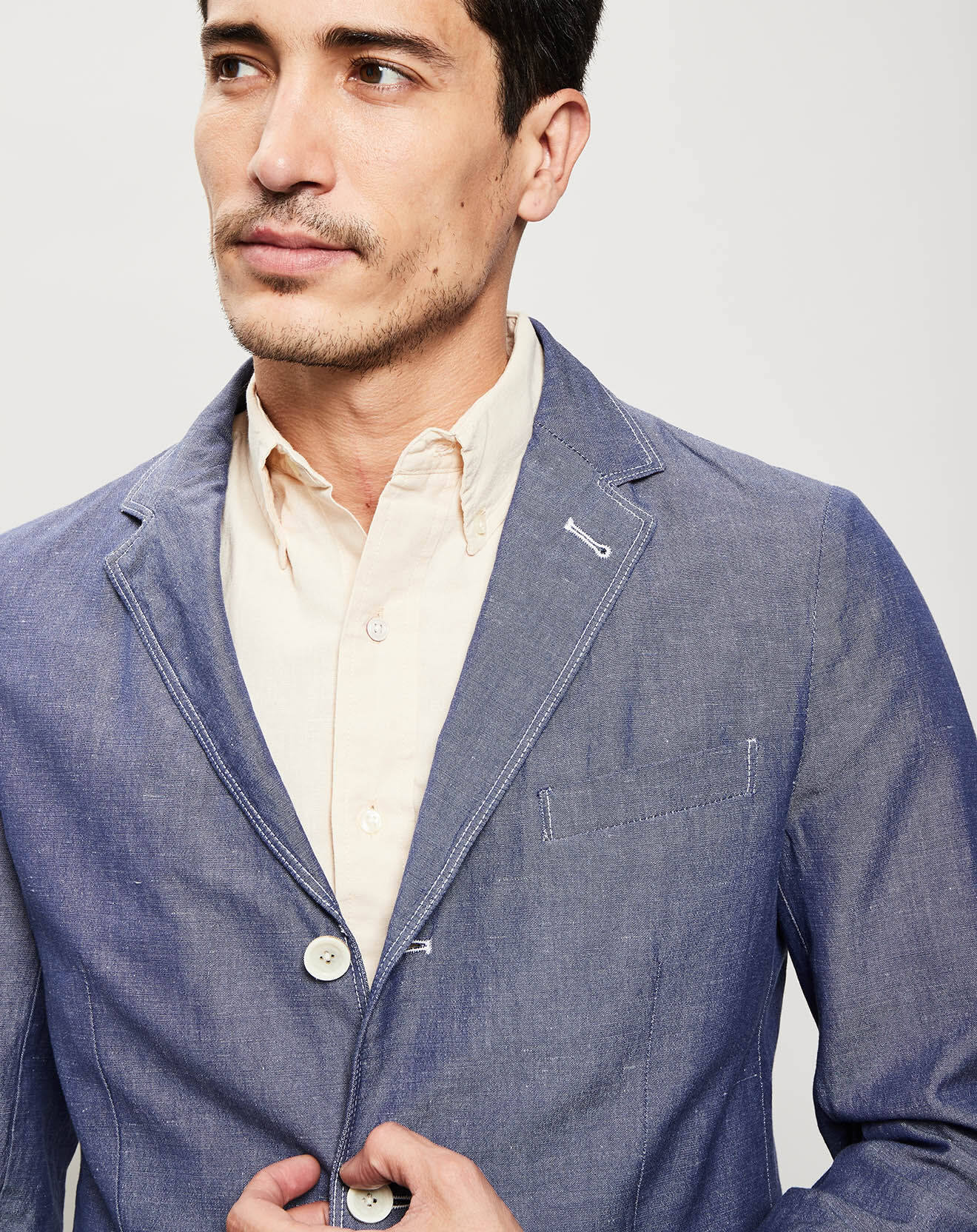 Gant Veste en Coton & Lin bleu azur