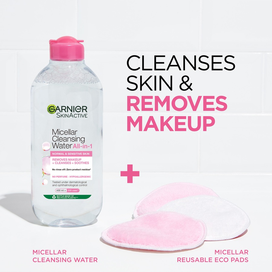 Maybelline Lash Sensational Sky High Mascara Black + Garnier Micellar Cleansing Water Normal & Sensitive Skin