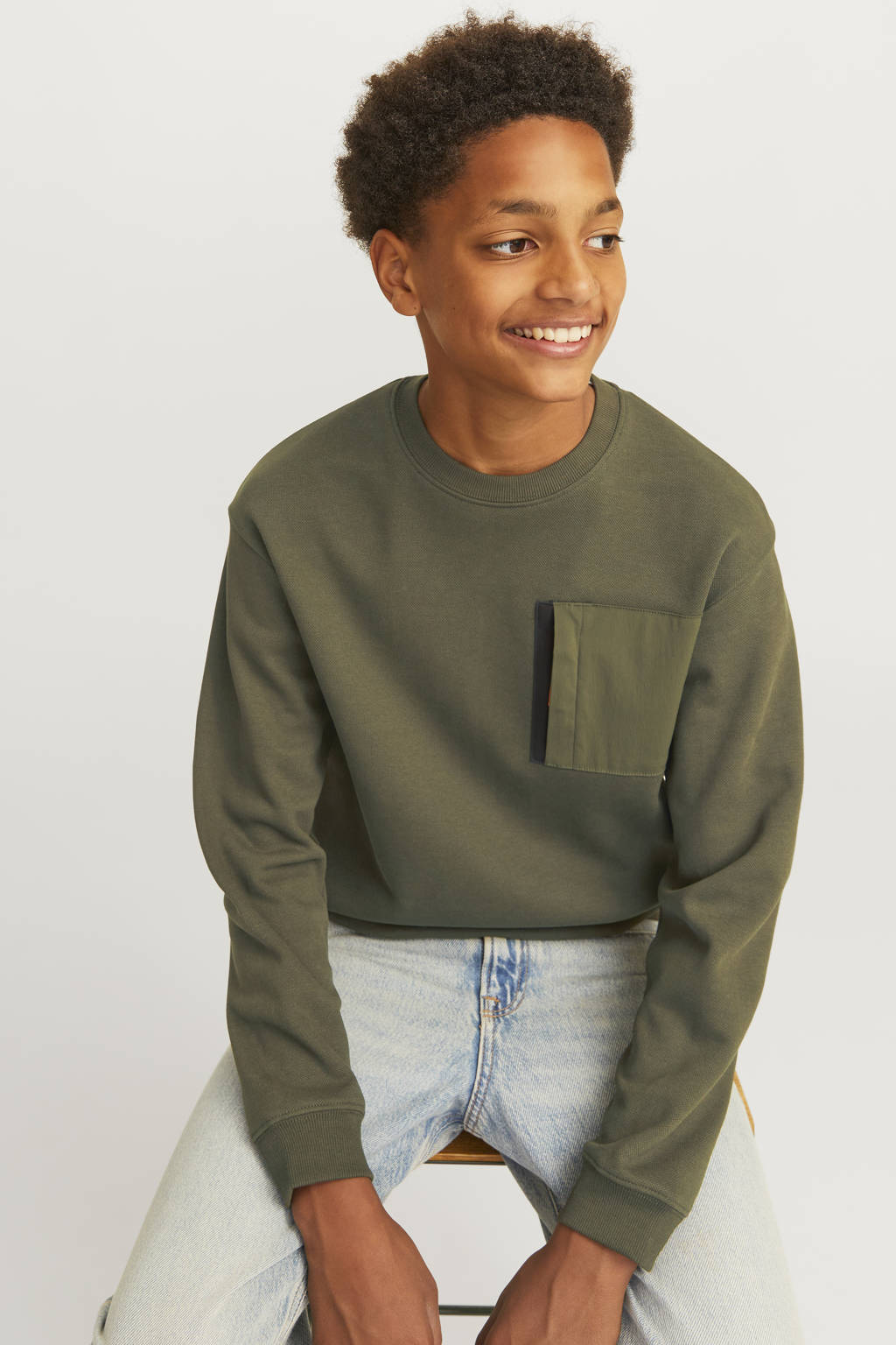 JACK & JONES sweater JCOOUTDOOR armygroen