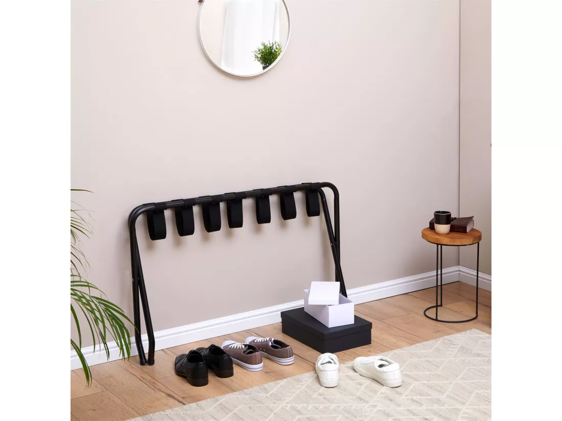 Porte-valise VOYAGE en métal noir, support-bagages accessoire de chambre hôtel pour sac de voyage et valise