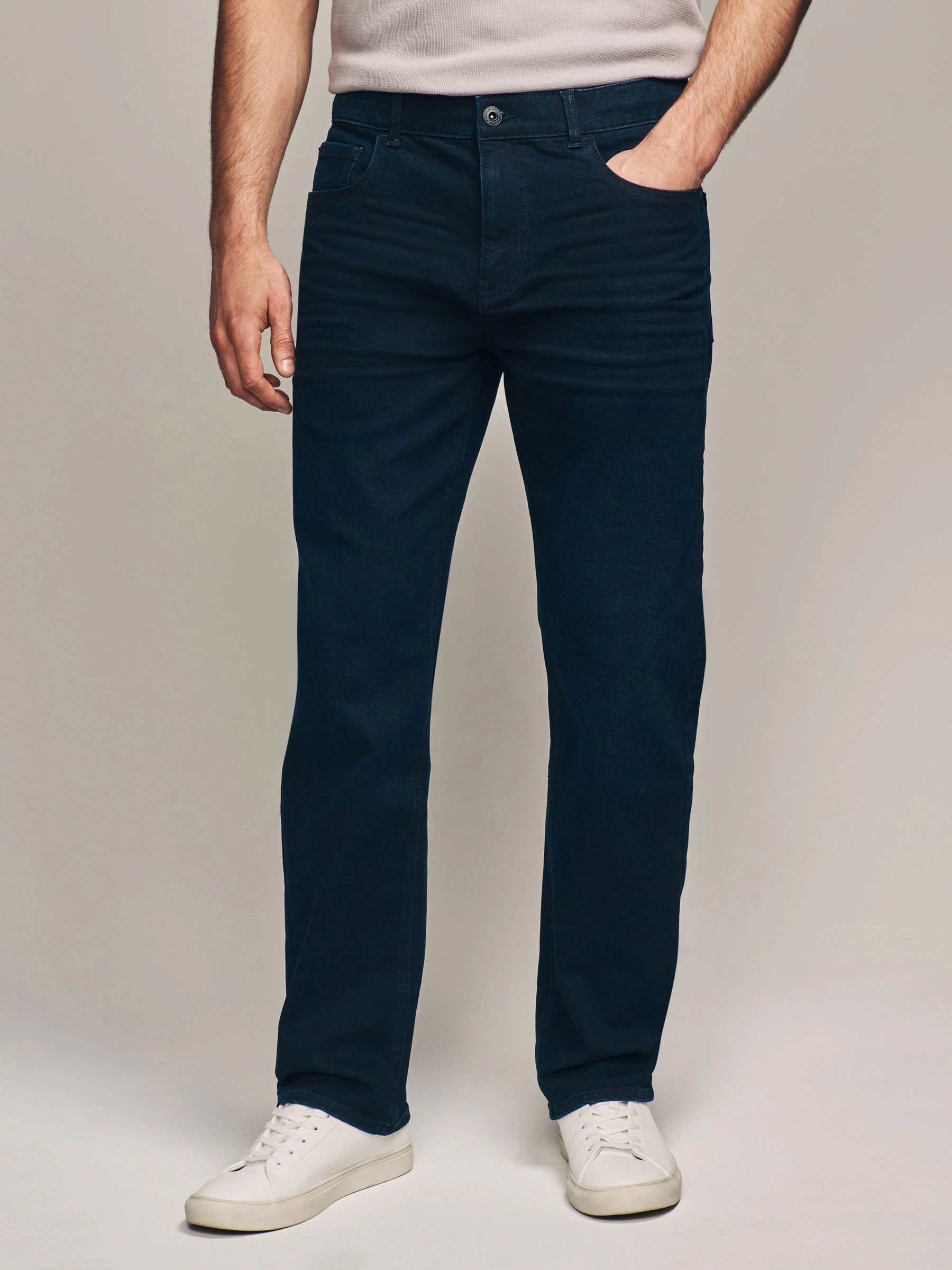 Inktblauw - Straight-fit Essential stretchy jeans met rechte pasvorm