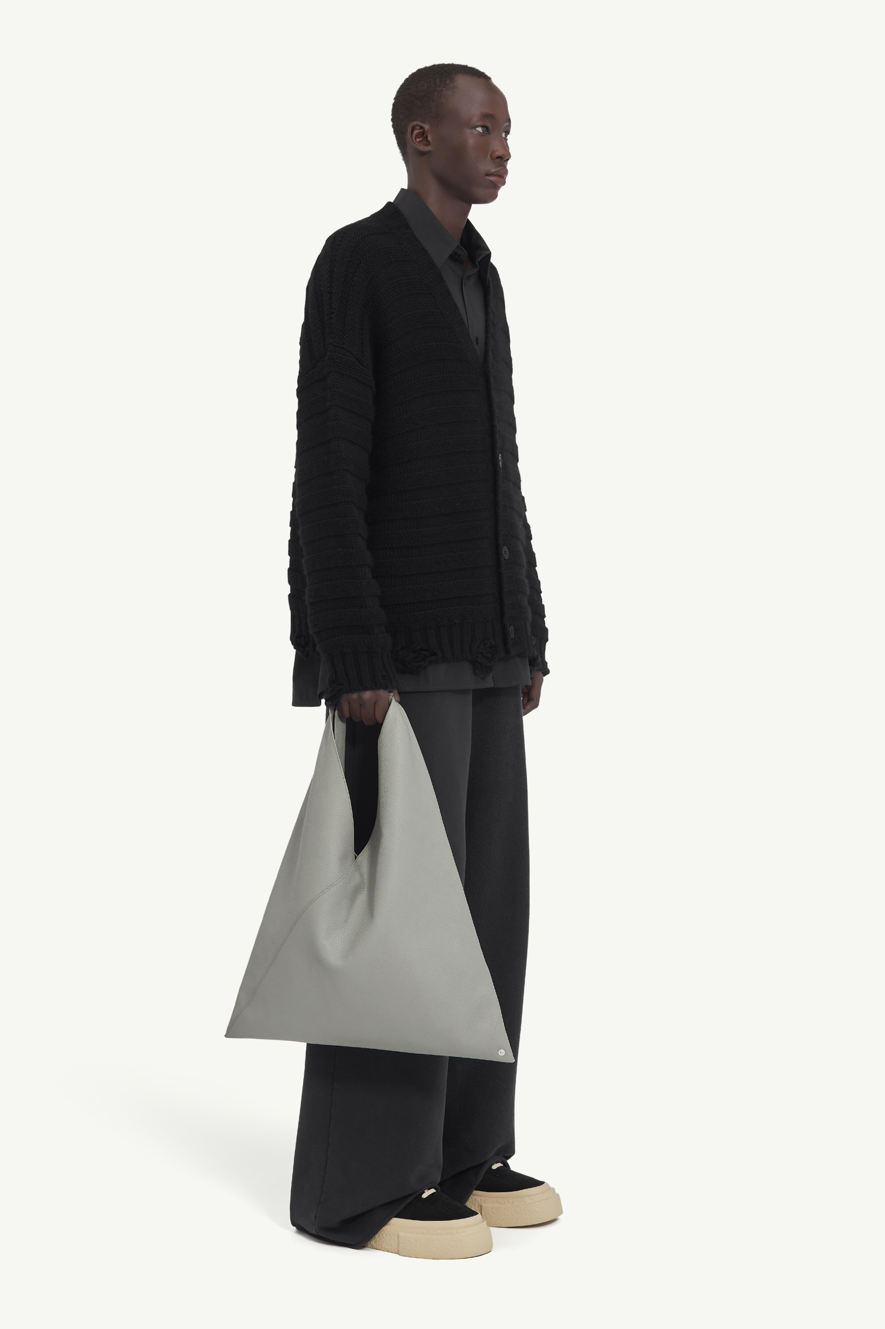 Black Knitted V-neck Wool Cardigan Noir
