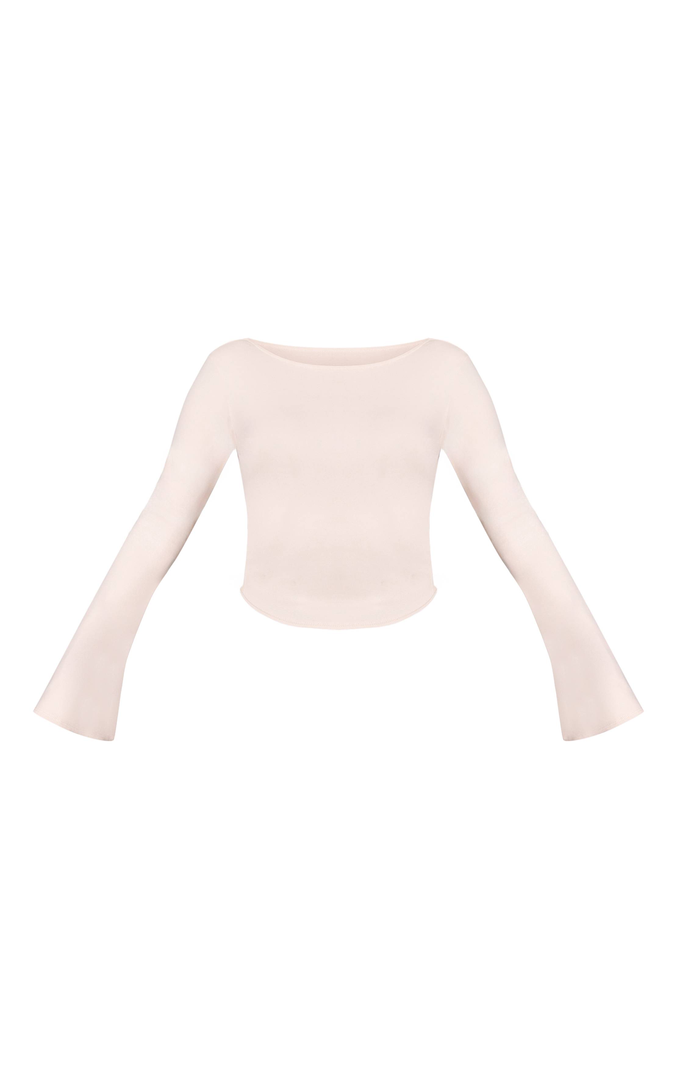 Crème Top Drapé À Manches Longues Ultra Doux Avec Dos Col Bénitier