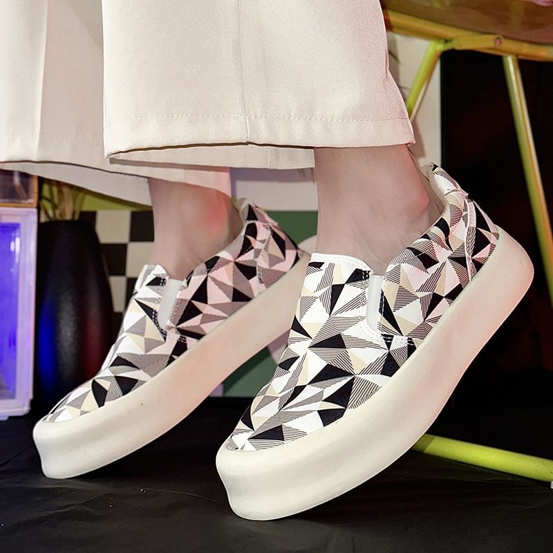 Tanzanite - Platform instappers met geometrische print