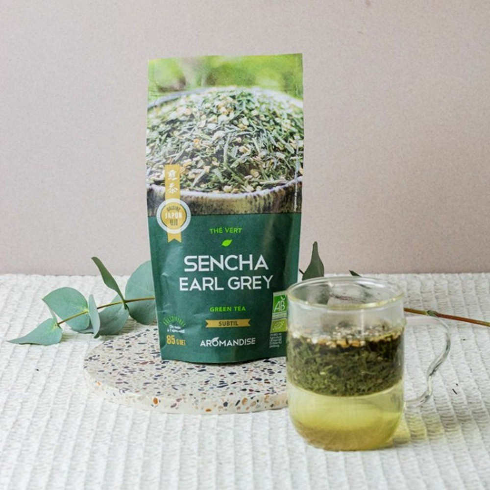 Coffret 4 thés verts bio japonais - genmaicha,sencha coco,sencha earl grey et hojicha