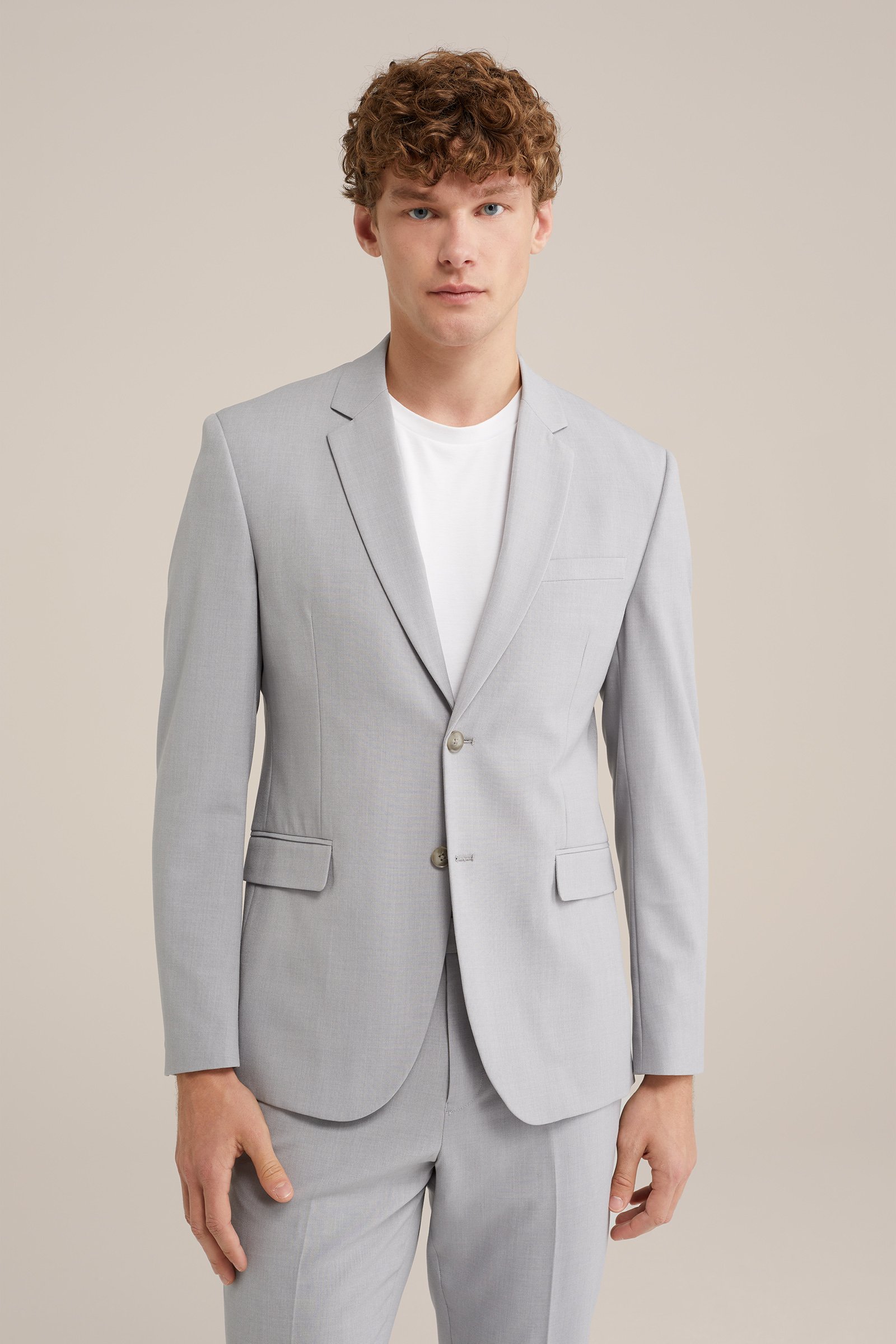 slim fit blazer Fundamentals Lichtgrijs gemeleerd