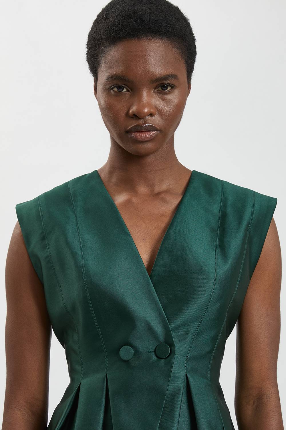 KarenMillen Robe Midi Péplum En Satin Structuré