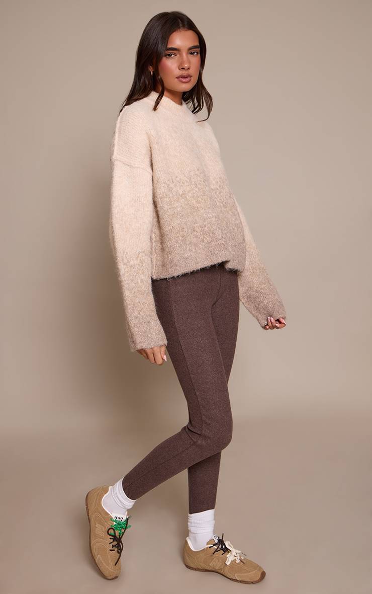 Chocolat Legging Côtelé Brossé