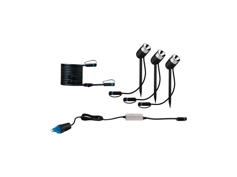 Paulmann Gartenspot Plug & Shine Pike 45° 3000 K, Basisset Starterset für das Plug & Shine System