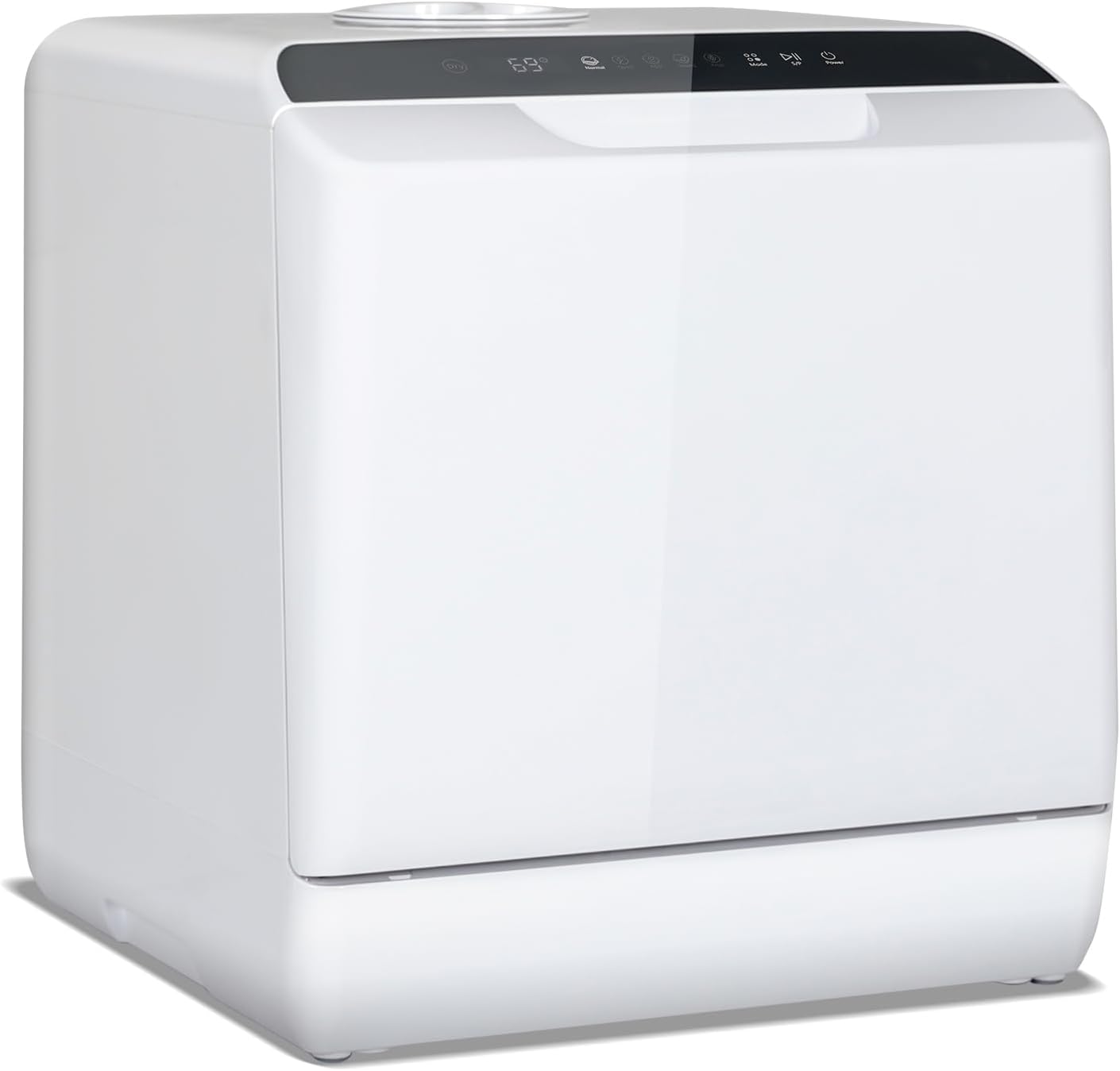 YU YUSING Mini Geschirrspüler 5+1 Programme, Tragbarer Tischgeschirrspüler mit 5L Wassertank, Spülmaschine für 4 Gedecke mit/ohne Wasseranschluss, Touch Control LED-Display, Zuhause Büro Camping Weiß