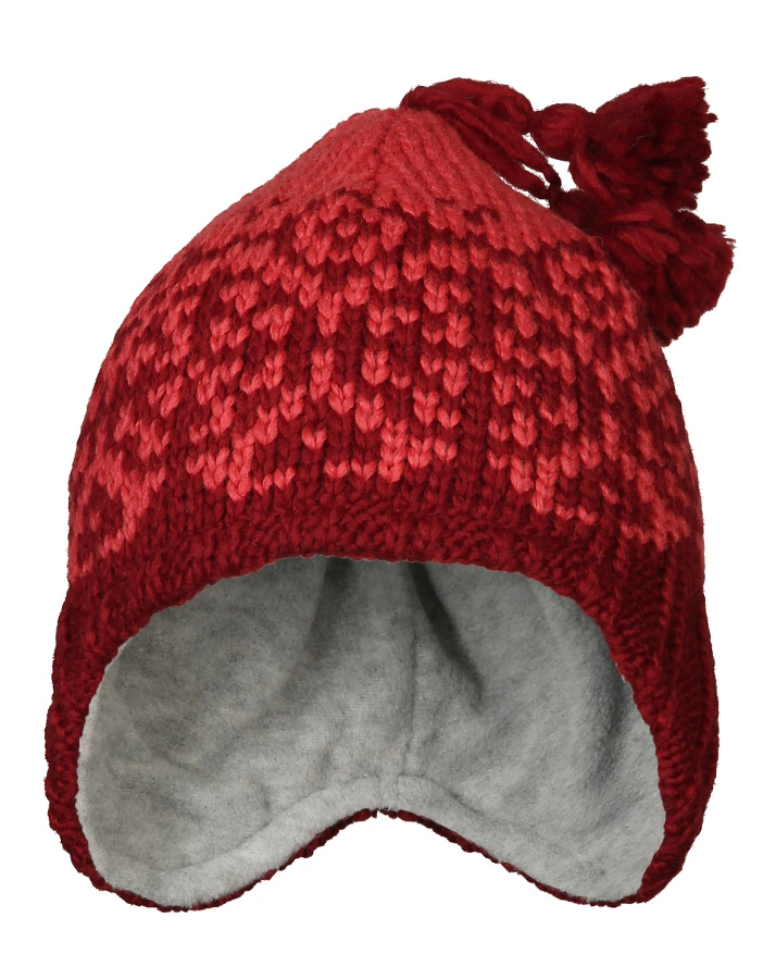 Strick-Wintermütze PEPPI mit Wolle in beet red/rose