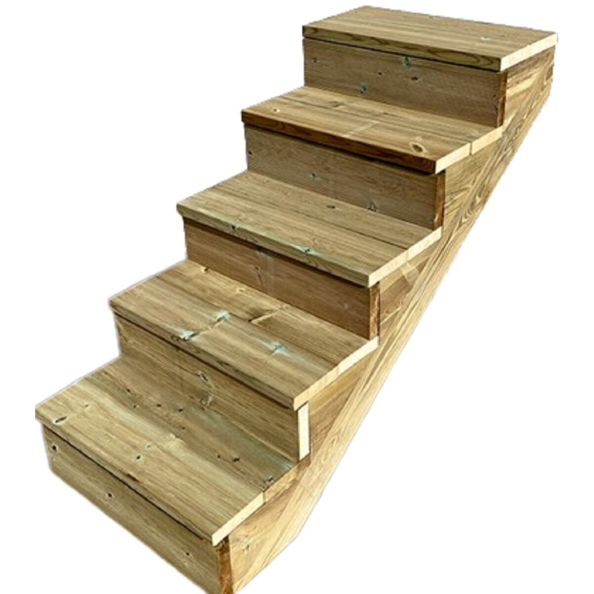 Buitentrap, tuintrap, terrastrap, hout, 88 cm hoog, 5 treden, 60 cm breed, met stootborden