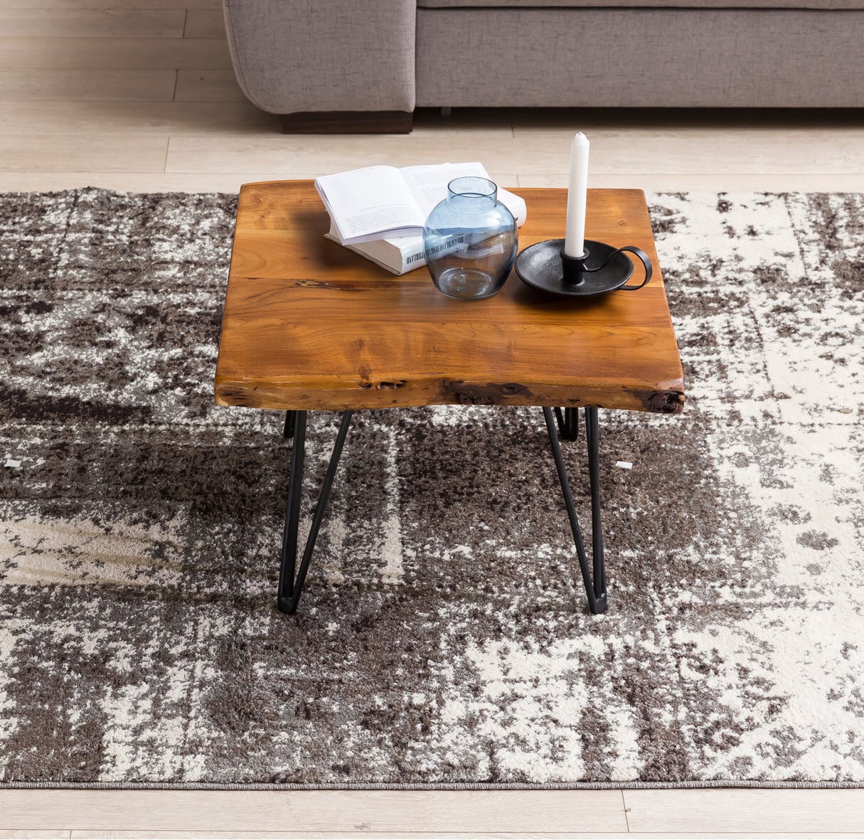 Couchtisch Mahilo Massivholz/Metall