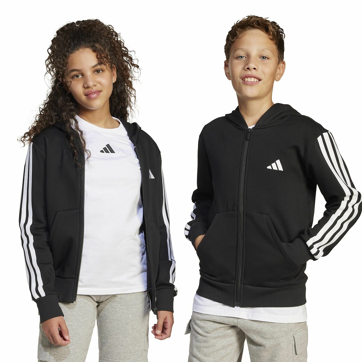 ADIDAS ROUPAS ESPORTIVAS<br>Suéter com zíper em fleece escovado
