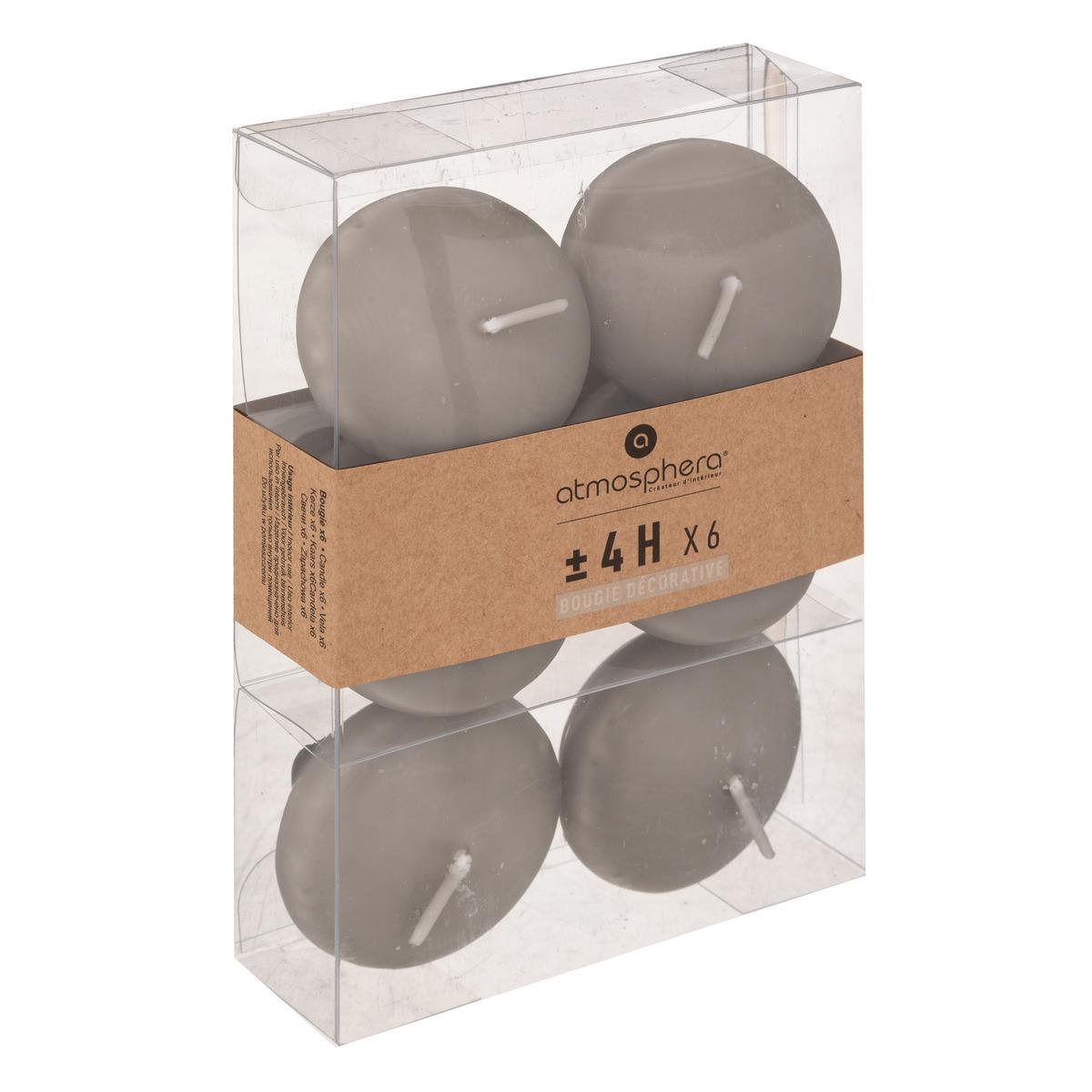 BOUGIE FLOTTANTE HUGO TAUPE D.4.5CM X6 PIECES