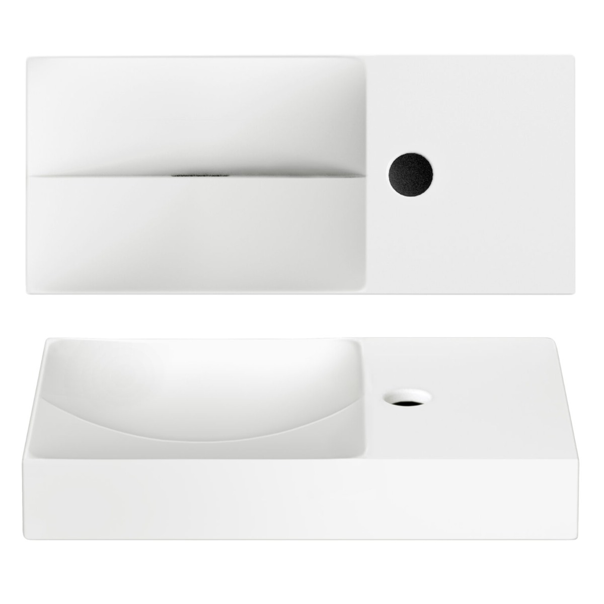Clou Vale keramische fontein 45cm met kraangat rechts wit mat