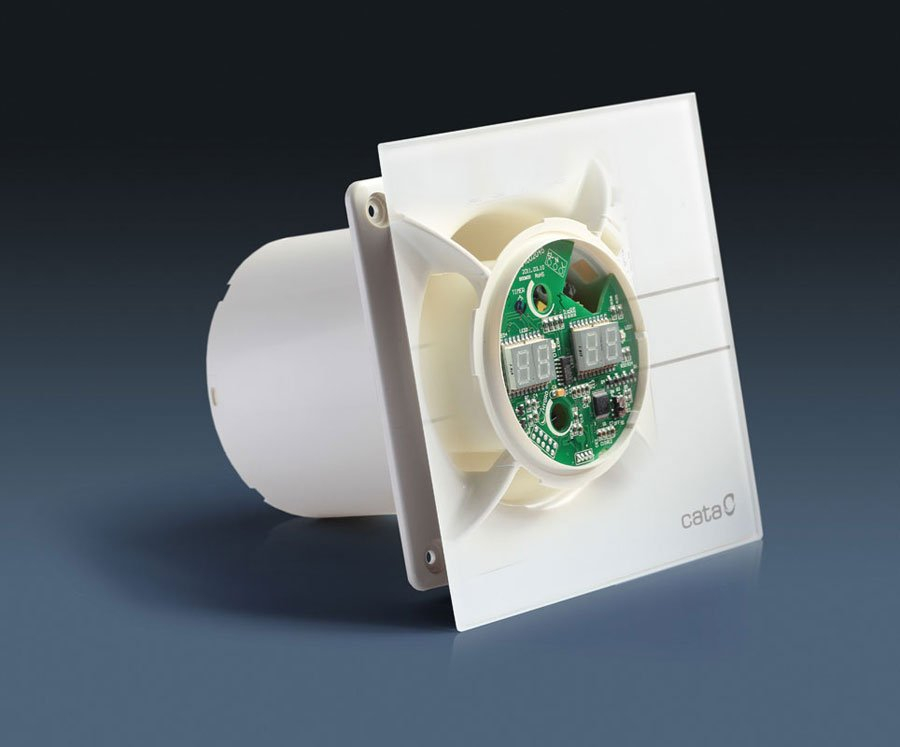 Cata E-100 GSTH badkamer ventilator met timer & vochtsensor 4W/8W Ø100mm zilver