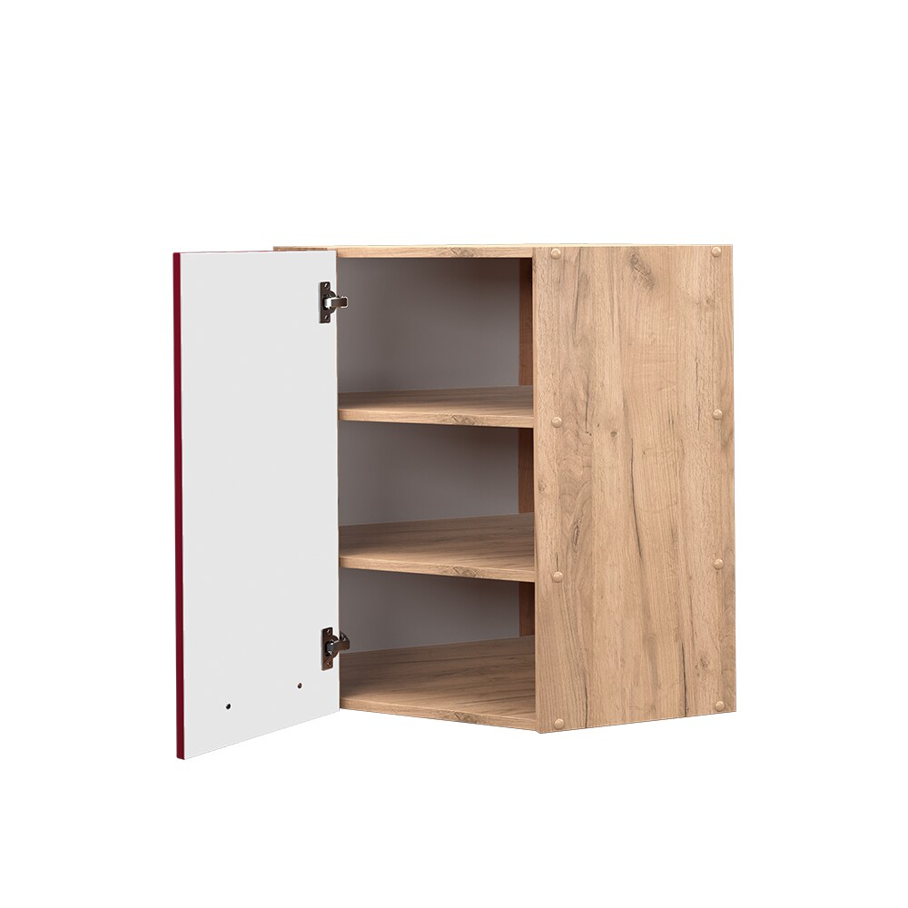 Vicco Eckhängeschrank Küchenschrank Küchenmöbel Fame-Line Eiche Rot Bordeaux modern 57 cm Küche Einbauküche Eckküche Hängeschrank Drehtür Einlegeboden Küchenzeile Hochglanz