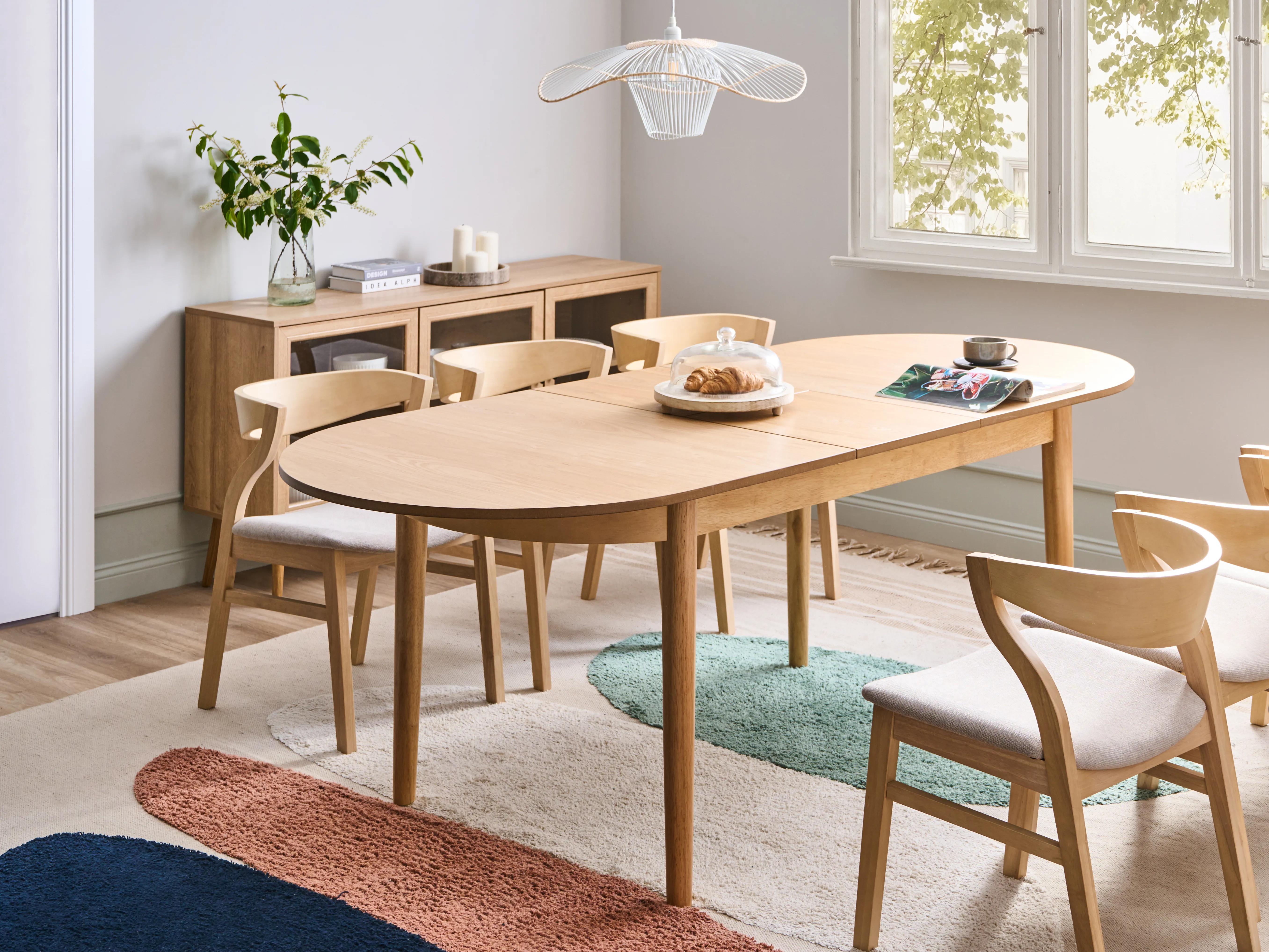 Eettafel uitschuifbaar LARTO Licht essenhout 90 cm 180/220 cm