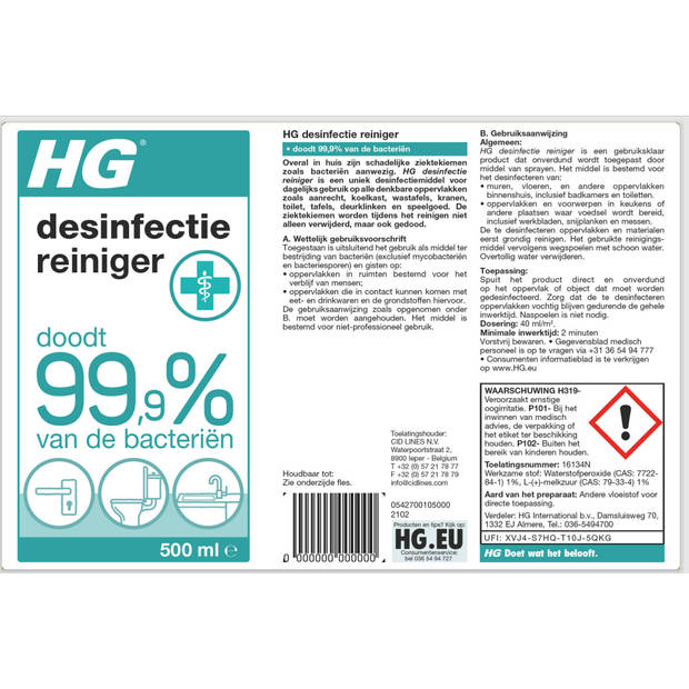 HG Desinfectie Reiniger 500ml