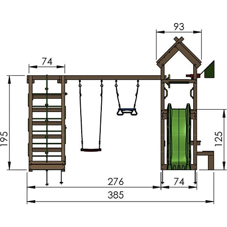 Jungle Gym Totem legetårn komplet inkl. klatremodul og rød rutsjebane