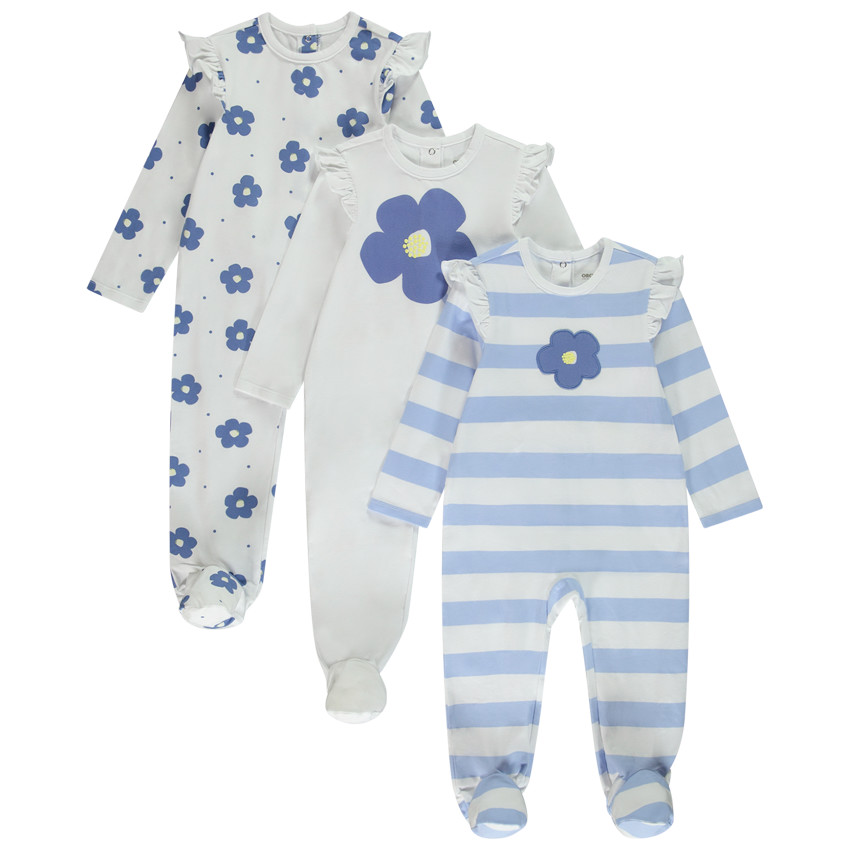 Lot de 3 dors-bien floraux pour bébé fille avec ouvertures différentes selon l'âge
