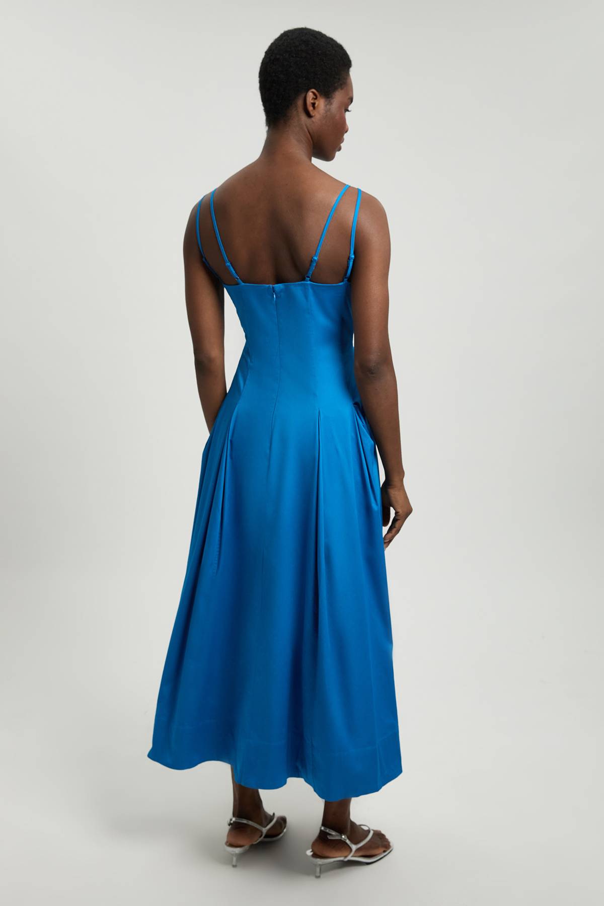 KarenMillen Robe Longue En Satin De Coton À Encolure En V